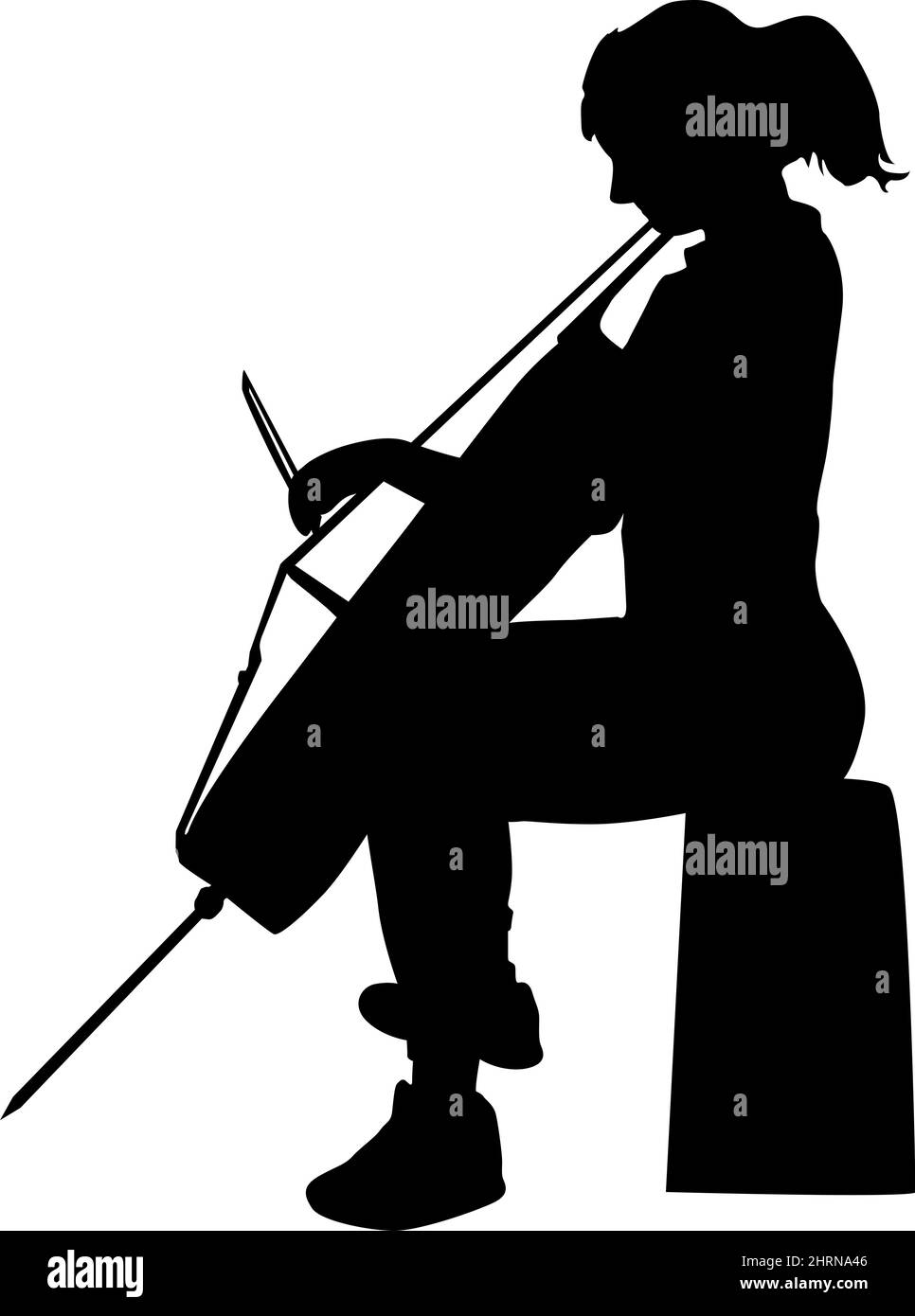 Silhouetten Musiker spielen auf dem Cello auf einem weißen Hintergrund. Stock Vektor