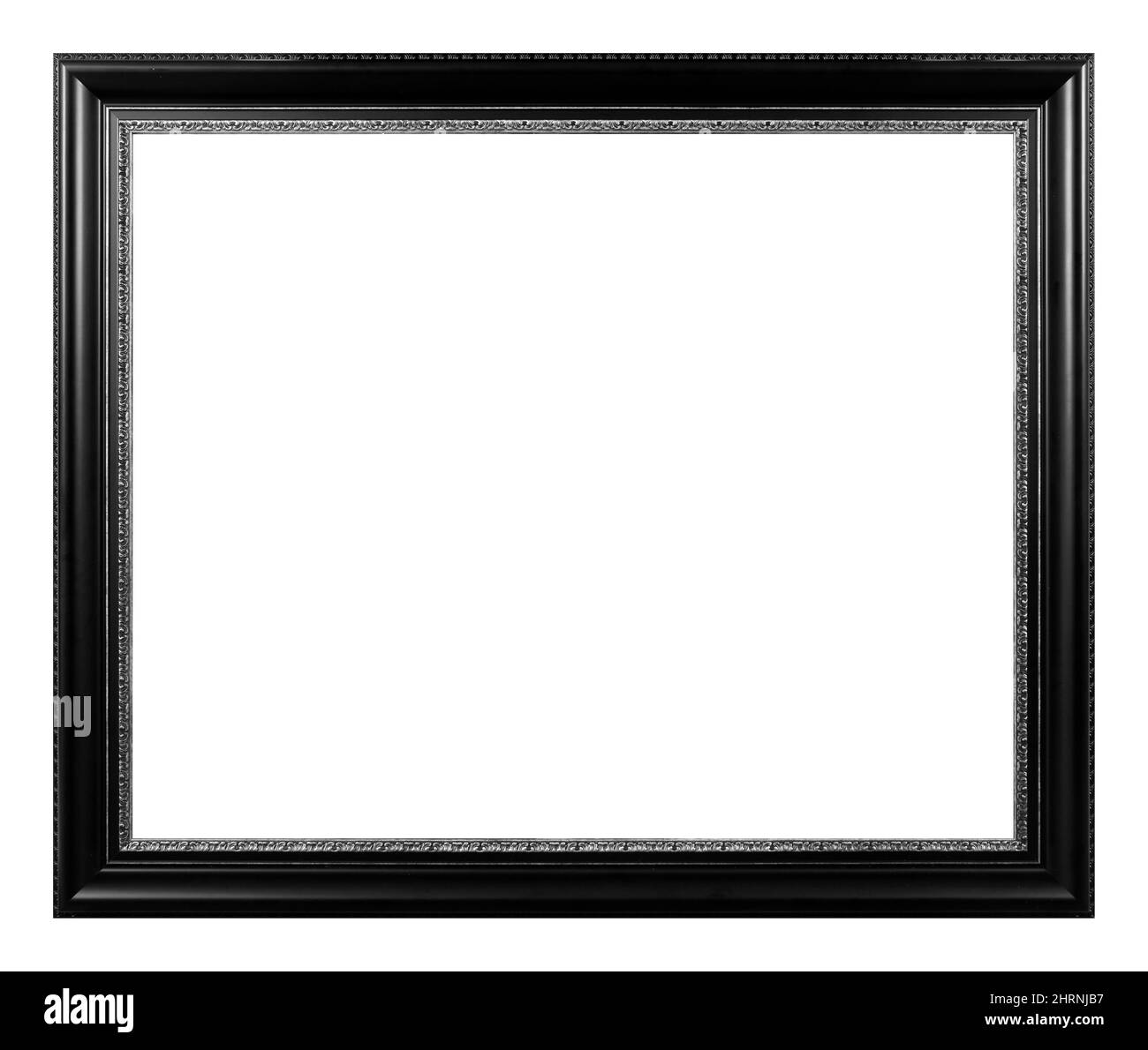 Antike schwarze Holzrahmen isoliert auf weißem Hintergrund. Vintage-Stil. Stockfoto