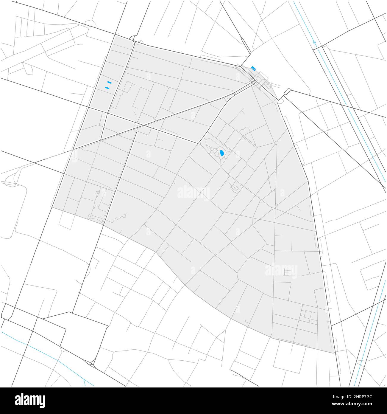 3. Arrondissement, Paris, FRANKREICH, detailreiche Vektorkarte mit Stadtgrenzen und bearbeitbaren Pfaden. Weiße Umrisse für Hauptstraßen. Viele kleinere Wege. Stock Vektor