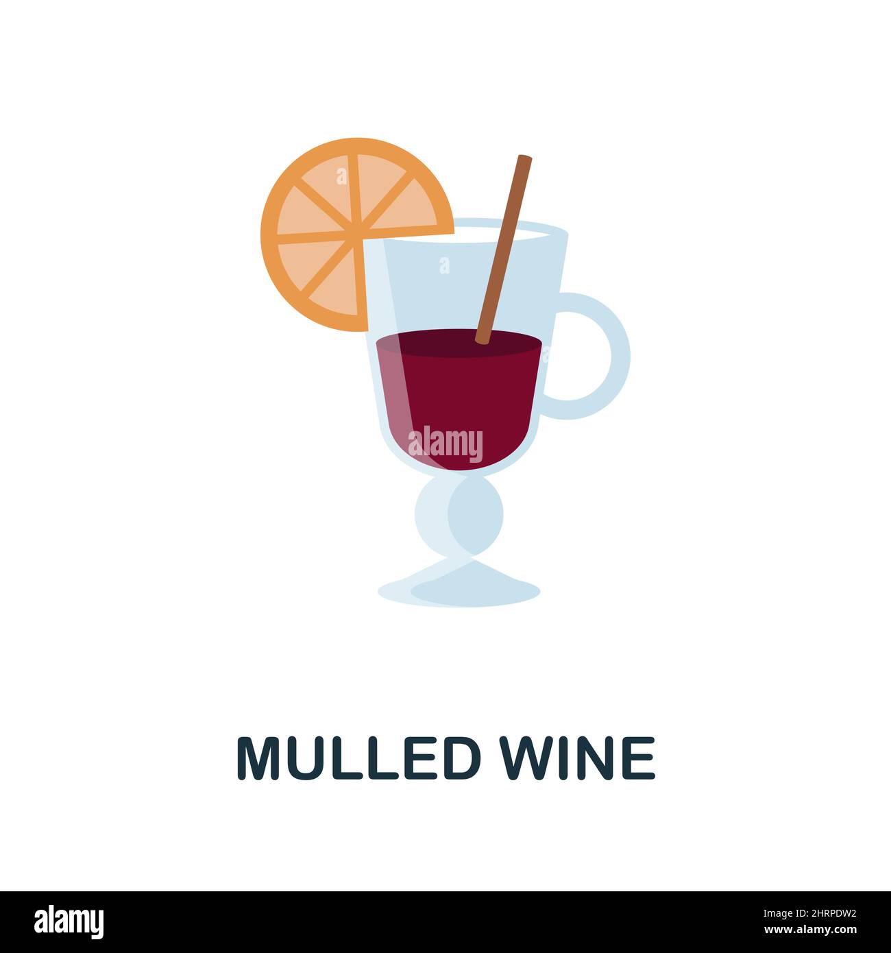 Flaches Symbol für Glühwein. Farbiger Elementschild aus der Getränkesammlung. Flaches Glühwein-Icon-Zeichen für Webdesign, Infografiken und mehr. Stock Vektor