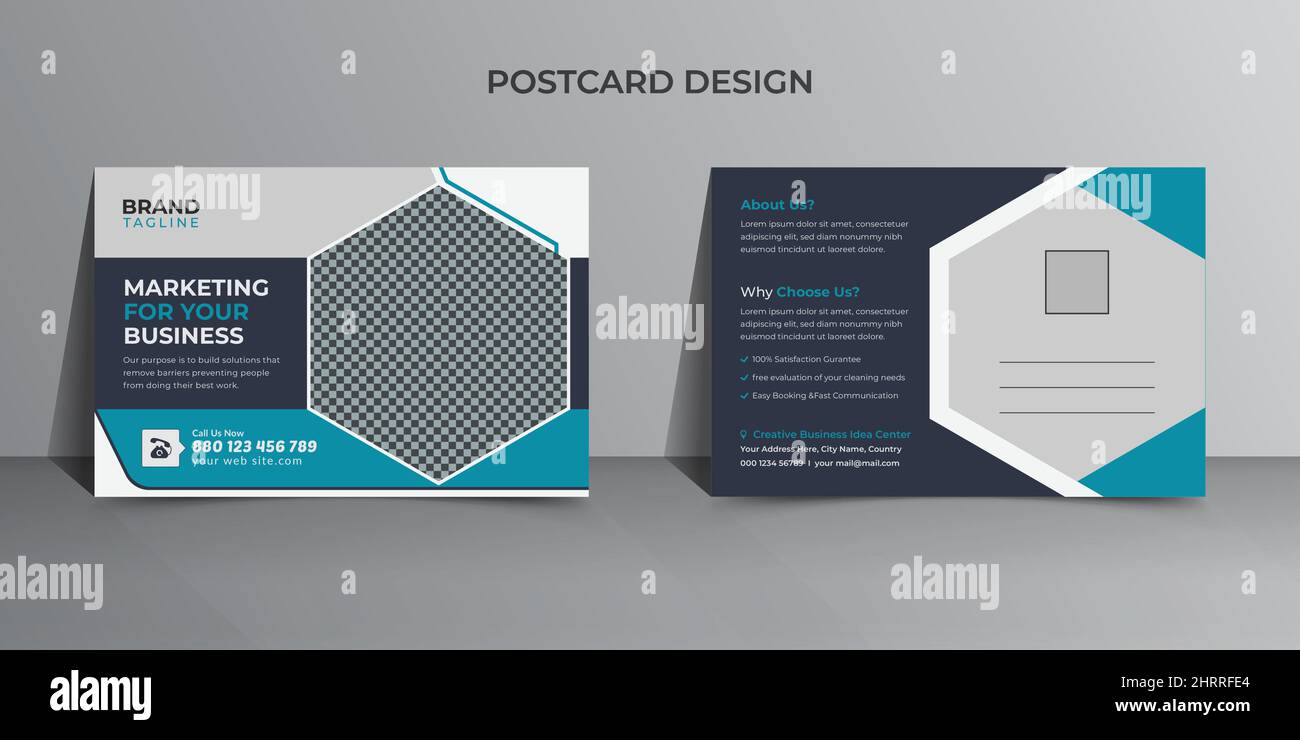 Minimal und kreativ Business Postkarte Vorlage Design, Vektor Business Postkarte Layout Stock Vektor
