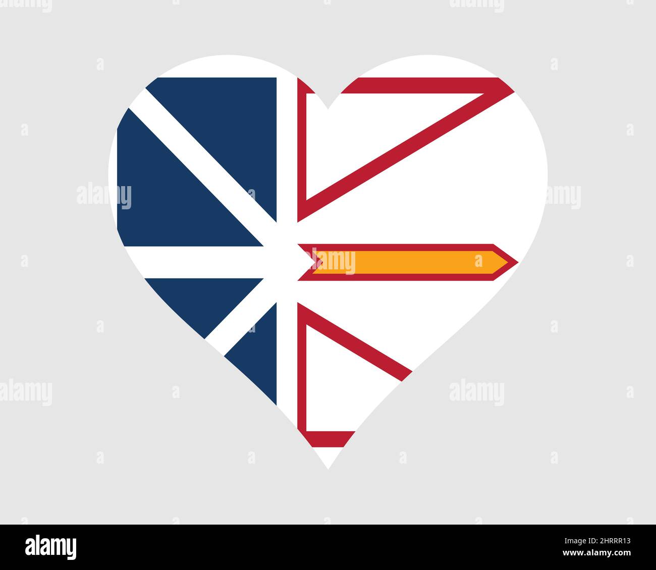 Neufundland und Labrador Kanada Herzflagge. NL Kanadische Liebesform Provinzflagge. Neufundland und Labrador Banner Symbol Symbol Symbol Clipart. Vektor Stock Vektor