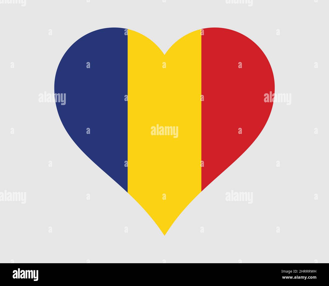 Herzflagge Rumänien. Rumänische Liebe Form Land Nation Nationale Flagge