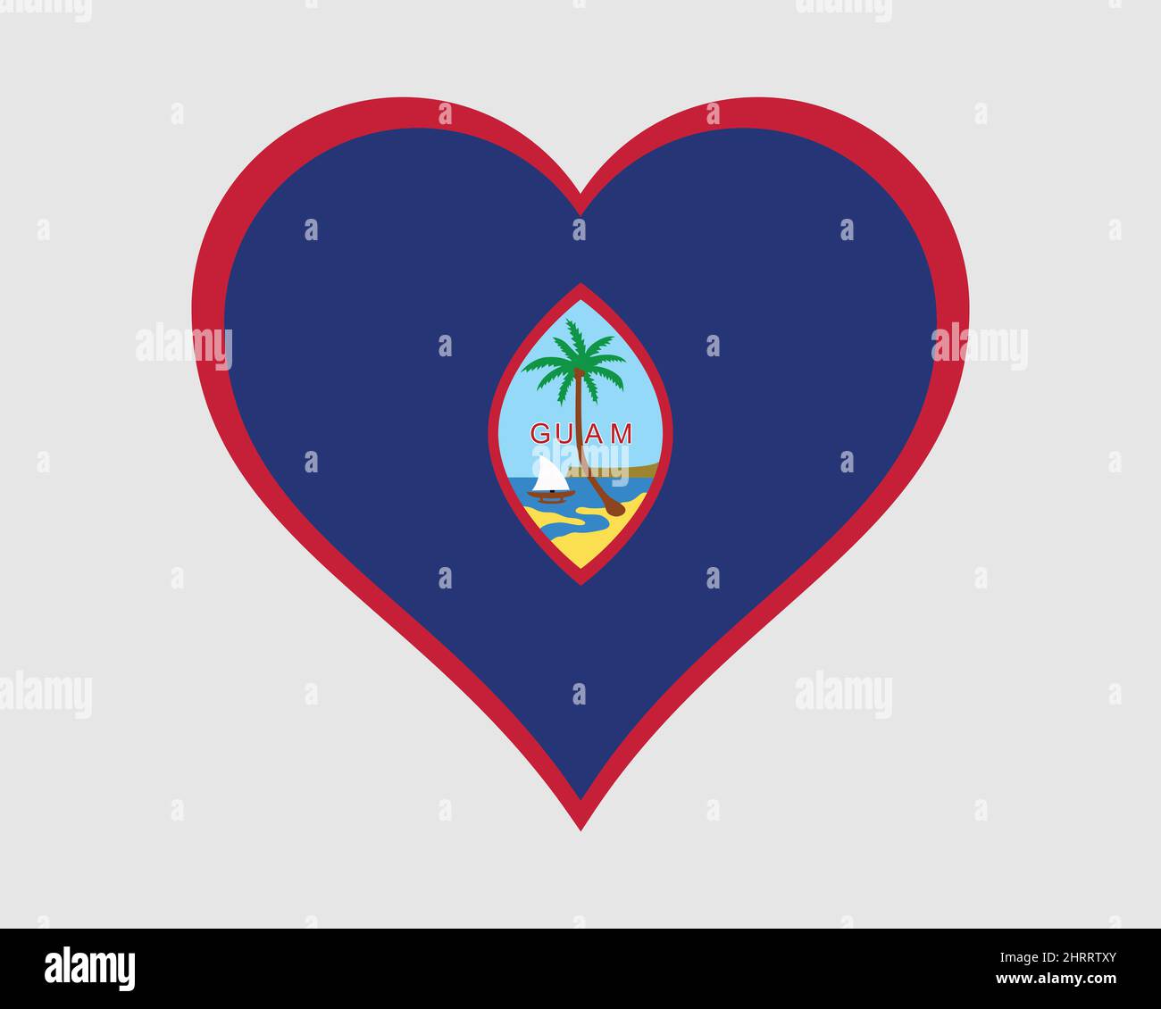 Guam Heart Flag. Flagge Der Guamanianischen Liebesform. Nicht eingegliederte und organisierte US-Territory Banner Symbol Symbol Symbol Clipart. EPS-Vektorgrafik. Stock Vektor