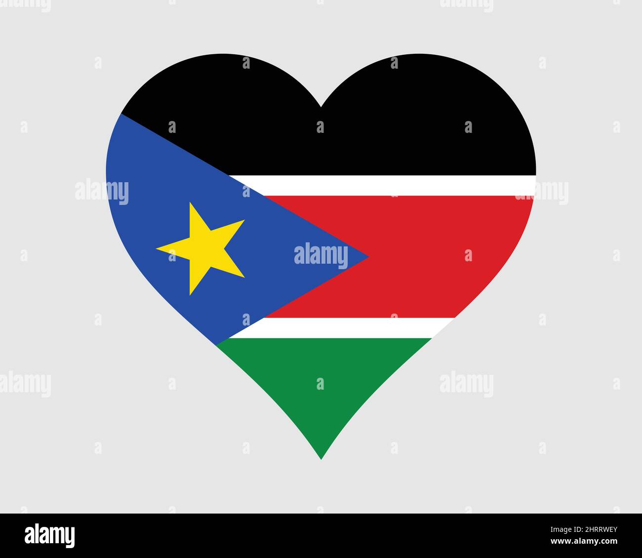 Südsudan Herzflagge. Südsudanese Love Shape Country Nation Nationalflagge. Republik Südsudan Banner Symbol Symbol Zeichen Symbol. EPS-Vektor-Illustration Stock Vektor