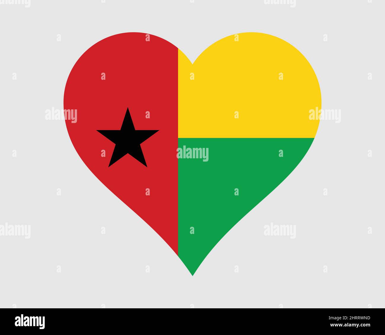 Herzflagge Guinea-Bissau. Bissau Guinean Love Shape Country Nation Nationale Flagge. Republik Guinea Bissau Banner Symbol Zeichen Symbol. EPS-Vektordarstellung Stock Vektor