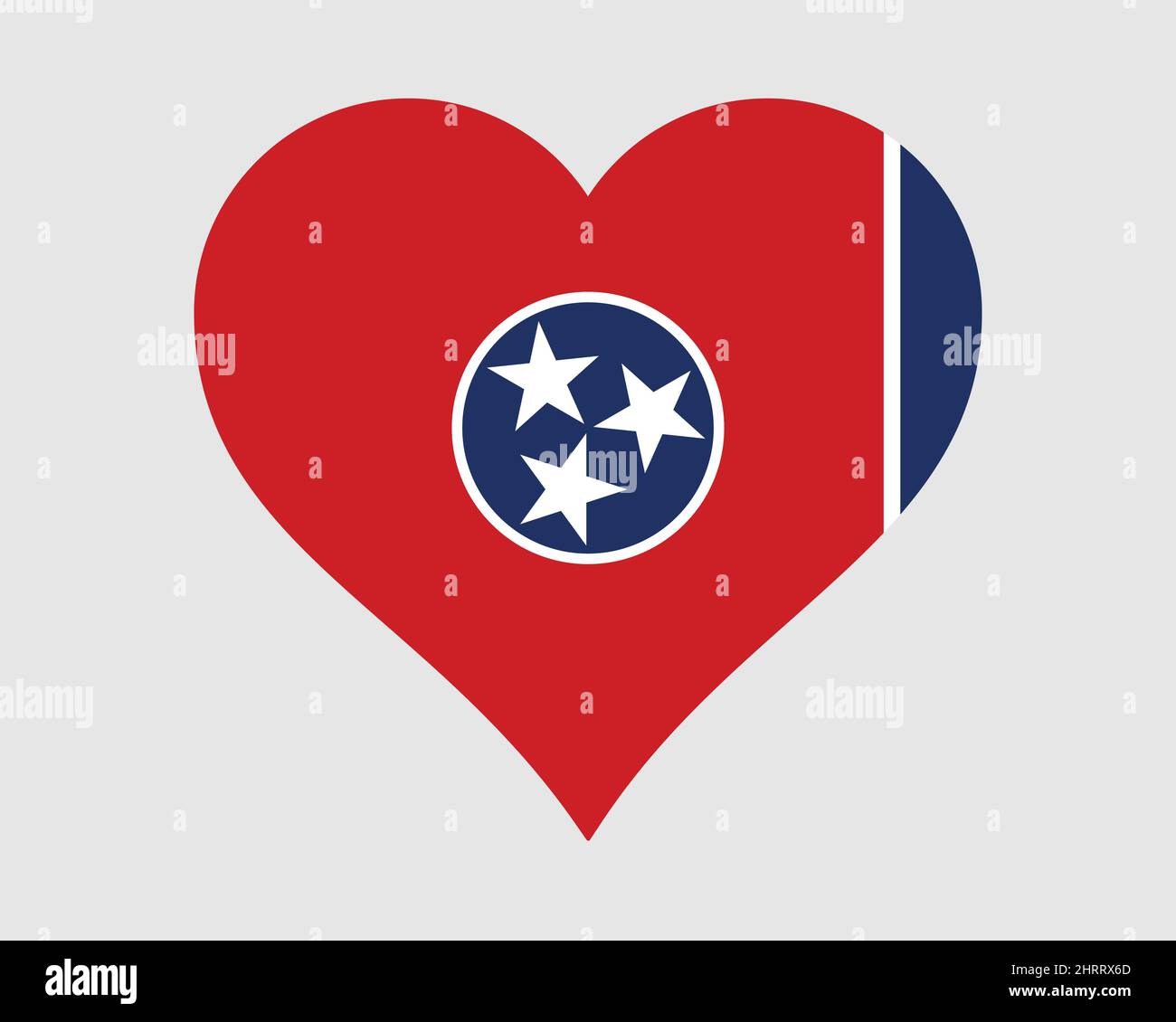 Tennessee USA Herz Flagge. TN US Love Shape State Flag. Tennessean Vereinigte Staaten von Amerika Banner Symbol Symbol Symbol Clipart. EPS-Vektorgrafik. Stock Vektor