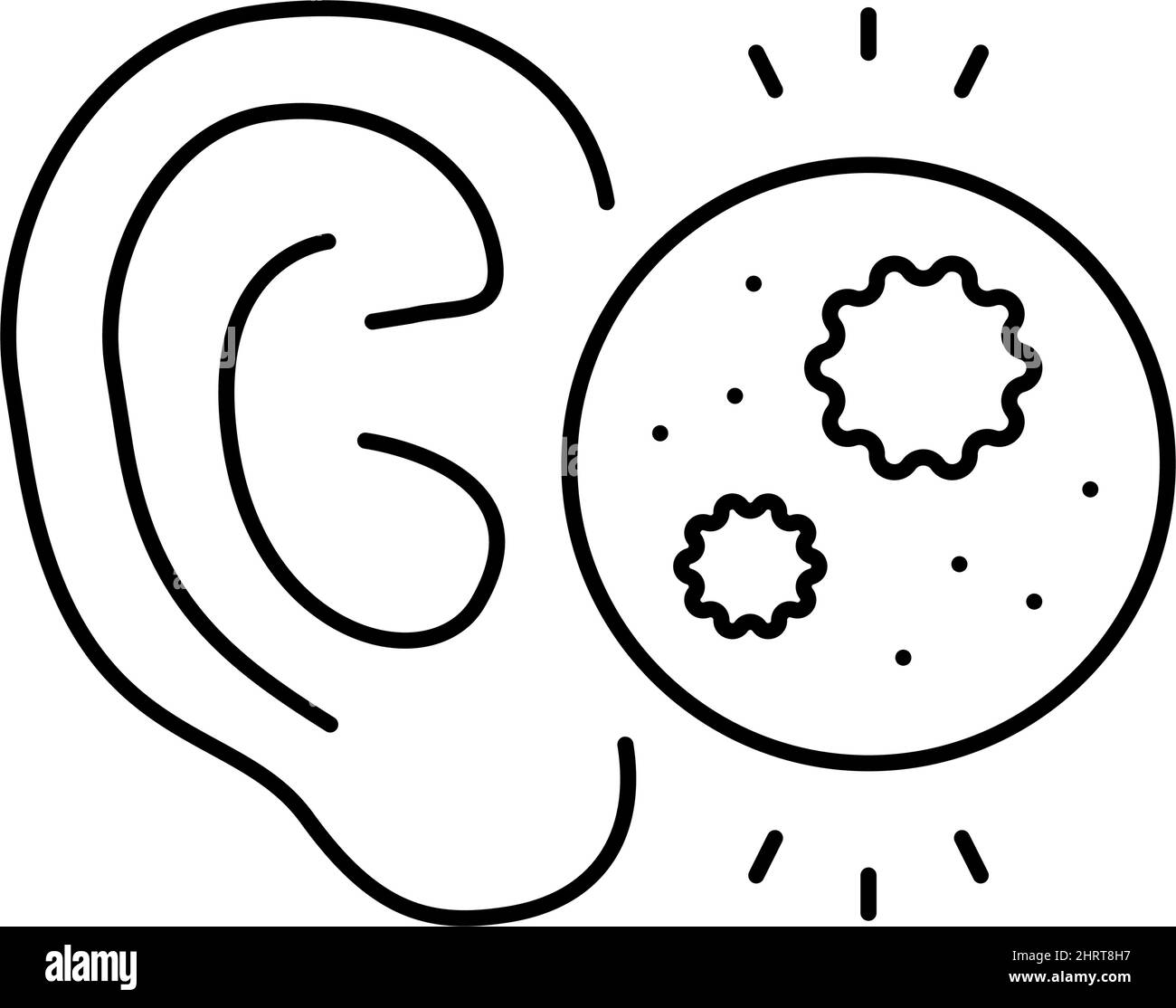 Vektorgrafik für Symbole der Ohrinfektionslinie Stock Vektor