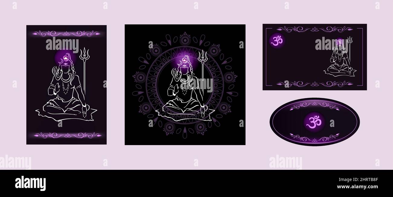 Shiva, hinduistischer gott, segnend, mit glänzendem Sahasrara Kronenchakra. Set von Designs. Elegante, von Hand gezeichnete Vektorelemente in Schwarz für Drucke Stock Vektor Shiva, hinduistischer gott, segnend, mit glänzendem Sahasrara Kronenchakra. Set von Designs. Elegante, von Hand gezeichnete Vektorelemente in Schwarz für Drucke Stock Vektor