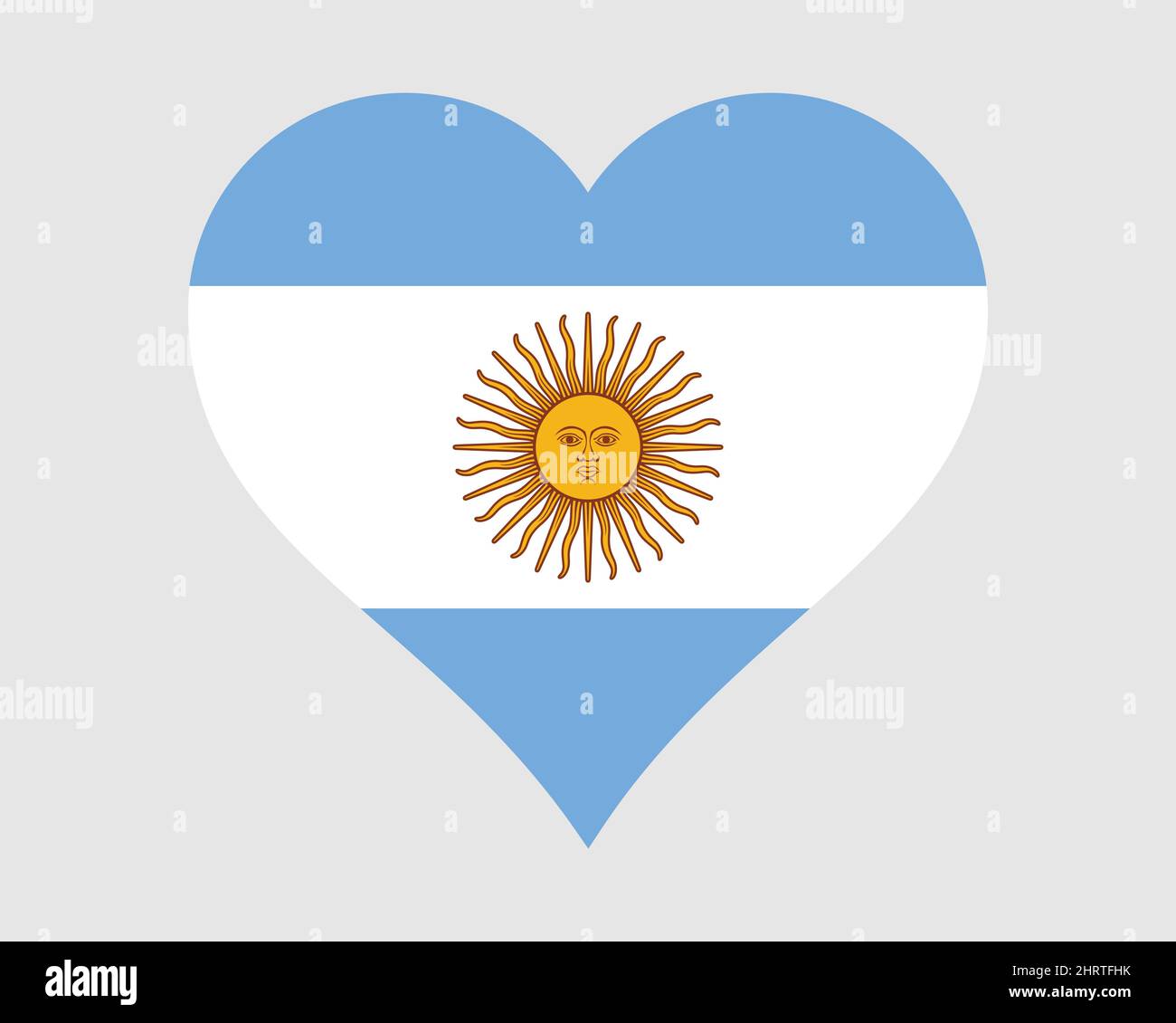 Herzflagge Argentinien. Argentinische Argentinische Love Shape Country Nation Nationalflagge. Symbol Für Argentinische Republik Banner-Symbol. EPS-Vektordarstellung Stock Vektor