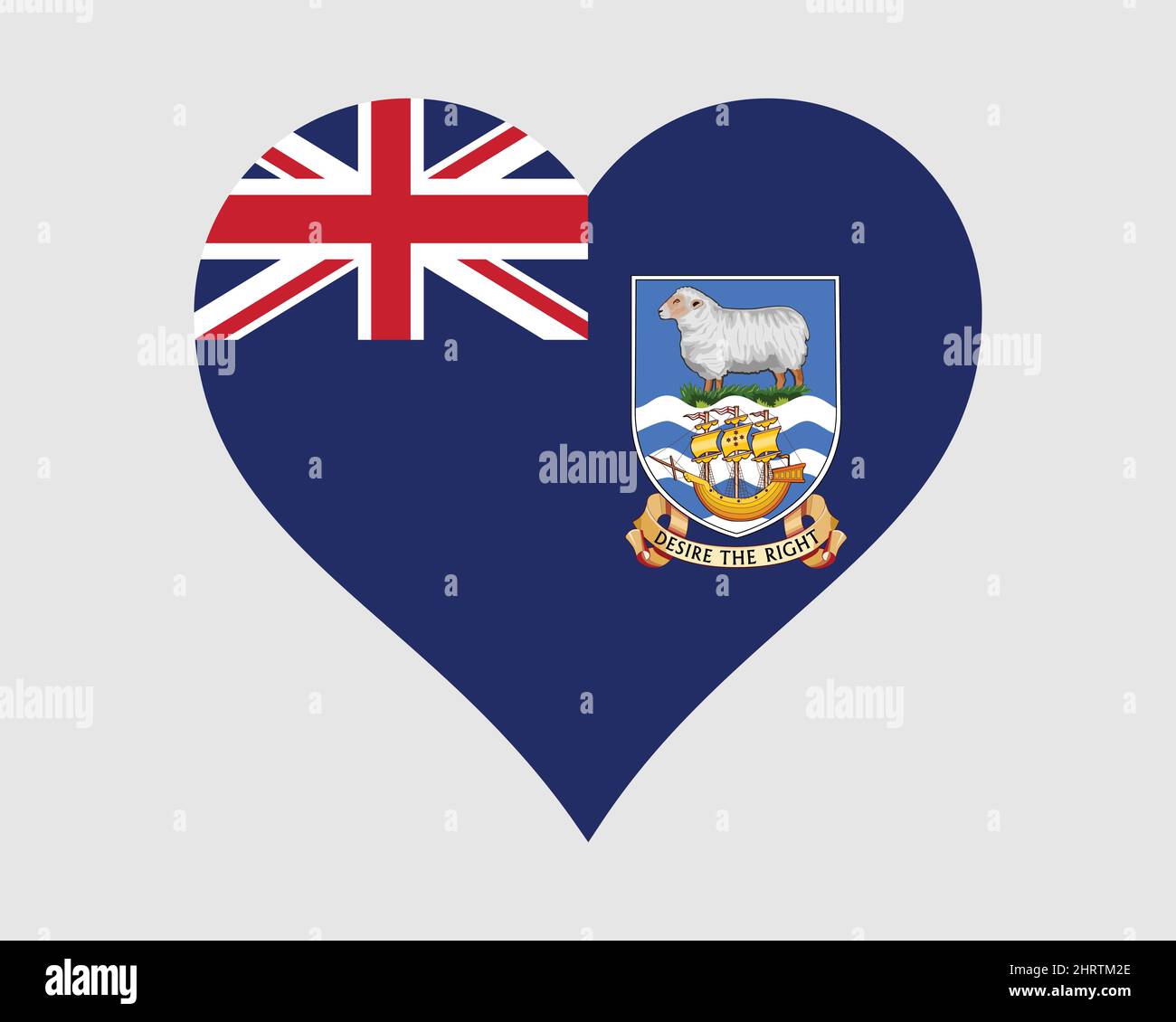 Herzflagge Der Falklandinseln. Falklandinseln Liebe Form Flagge. Britisches Überseegebiet Bannersymbol Symbol Symbol Clipart. EPS-Vektorgrafik. Stock Vektor