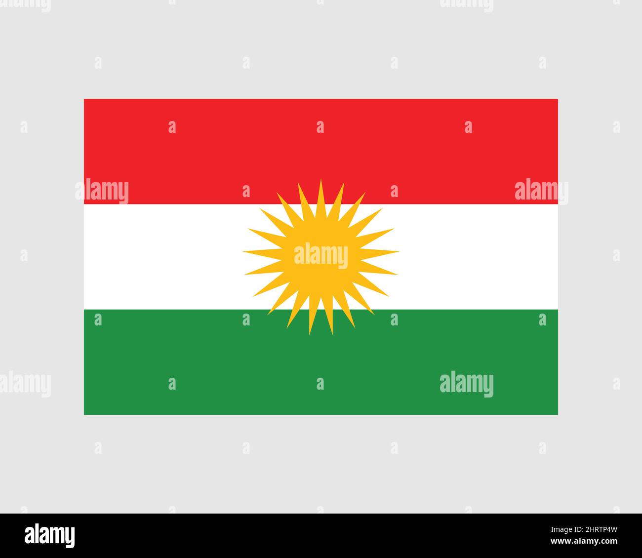 Flagge Der Region Kurdistan. Kurdische Kurdische Kurdistan-Fahne. Autonome Region Irak, Symbol Symbol Symbol Clipart EPS Vektor Illustration. Stock Vektor