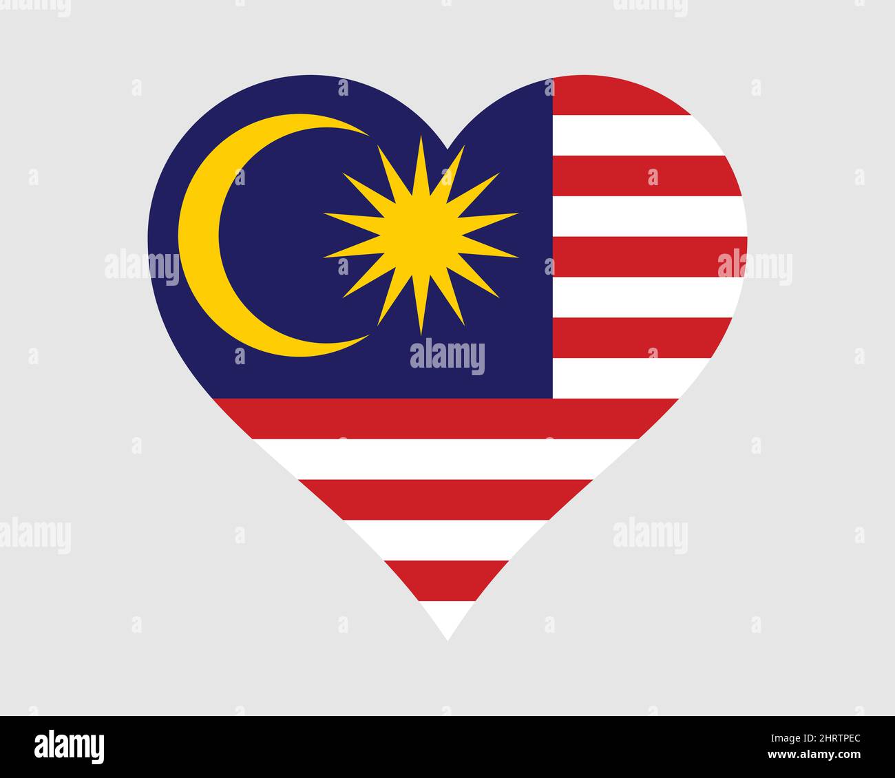 Malaysia Herzflagge. Malaysische Liebe Form Land Nation National Flagge. Malaysia Symbol Für Das Symbol Für Das Banner-Zeichen. EPS-Vektorgrafik. Stock Vektor