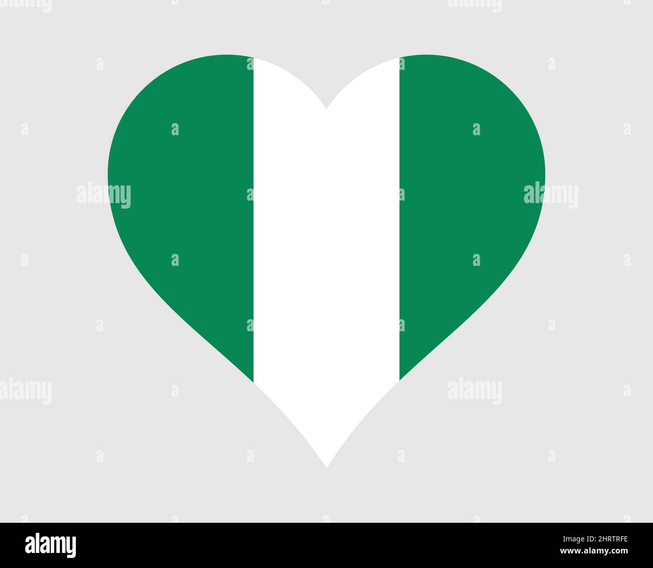 Nigeria Heart Flag. Nigrische Liebe Form Land Nation Nationale Flagge. Bundesrepublik Nigeria Symbol für das Banner-Symbol. EPS-Vektorgrafik. Stock Vektor
