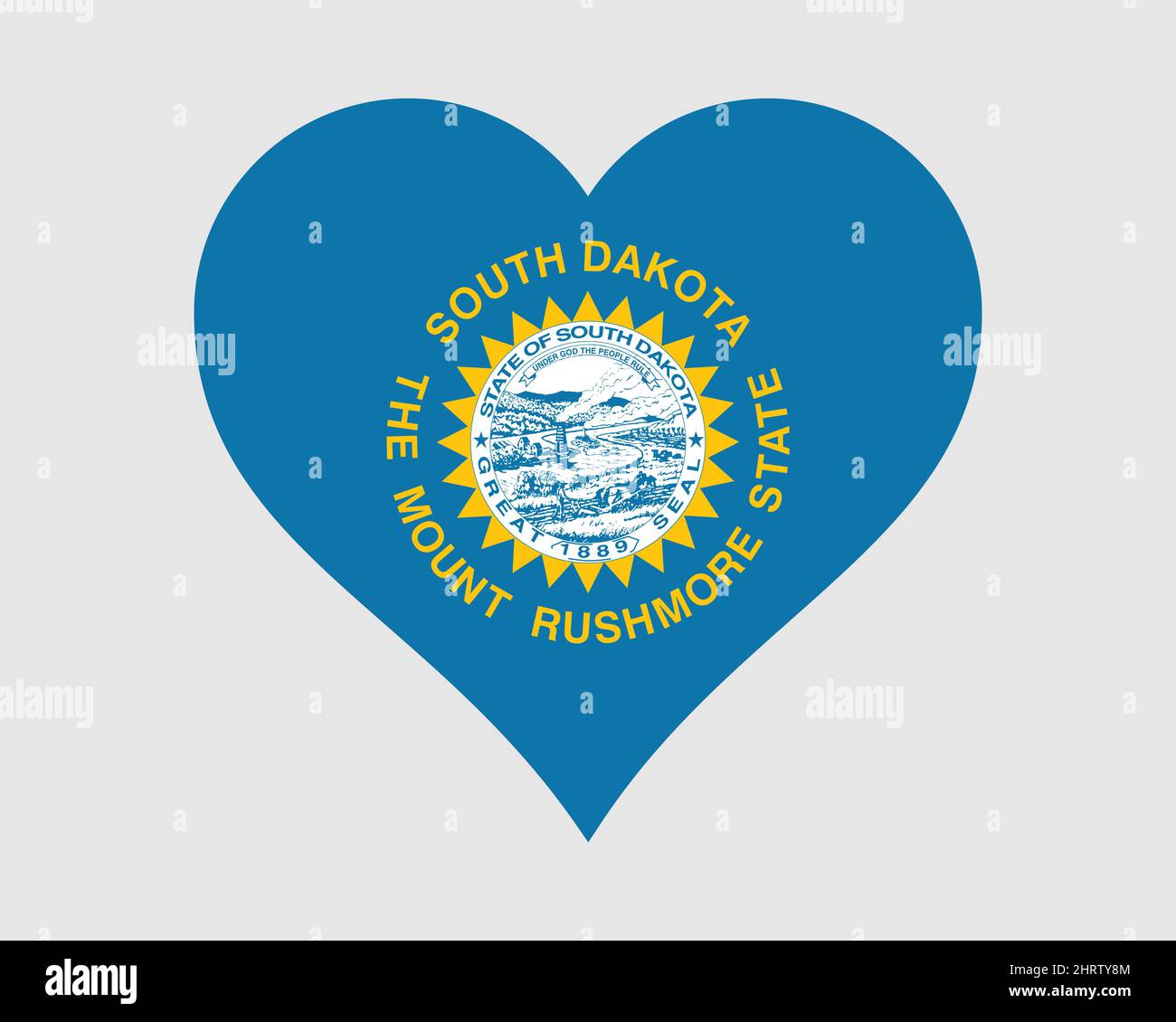 Süddakota USA Herz Flagge. SD US Love Shape State Flag. Mount Rushmore State Vereinigte Staaten von Amerika Banner Symbol Symbol Symbol Clipart. EPS-Vektor Il Stock Vektor
