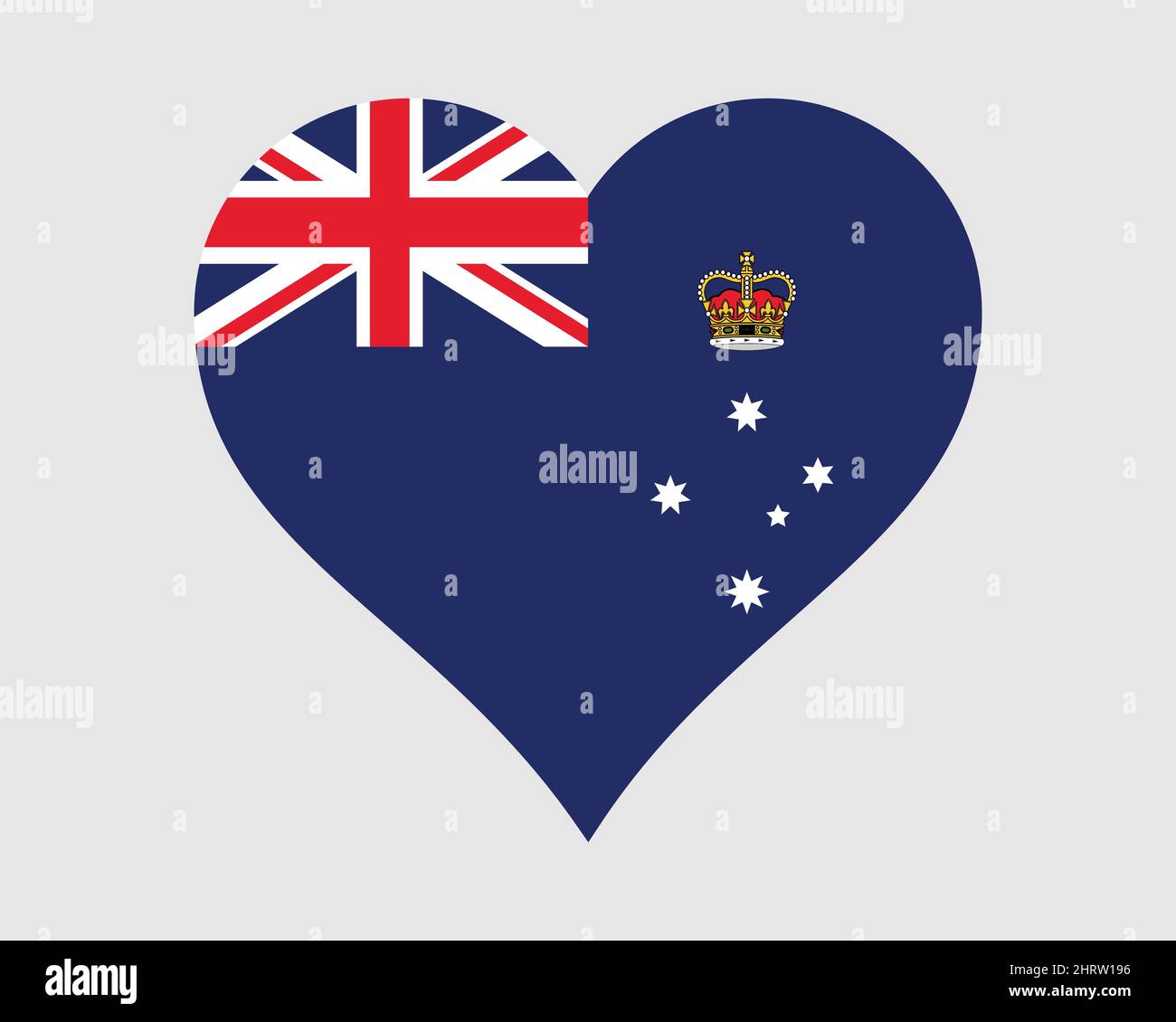 Victoria Australien Herzflagge. Vic Victorian Love Shape Flagge. Symbol Für Australisches Staatsbanner Symbol Symbol Clipart. EPS-Vektorgrafik. Stock Vektor