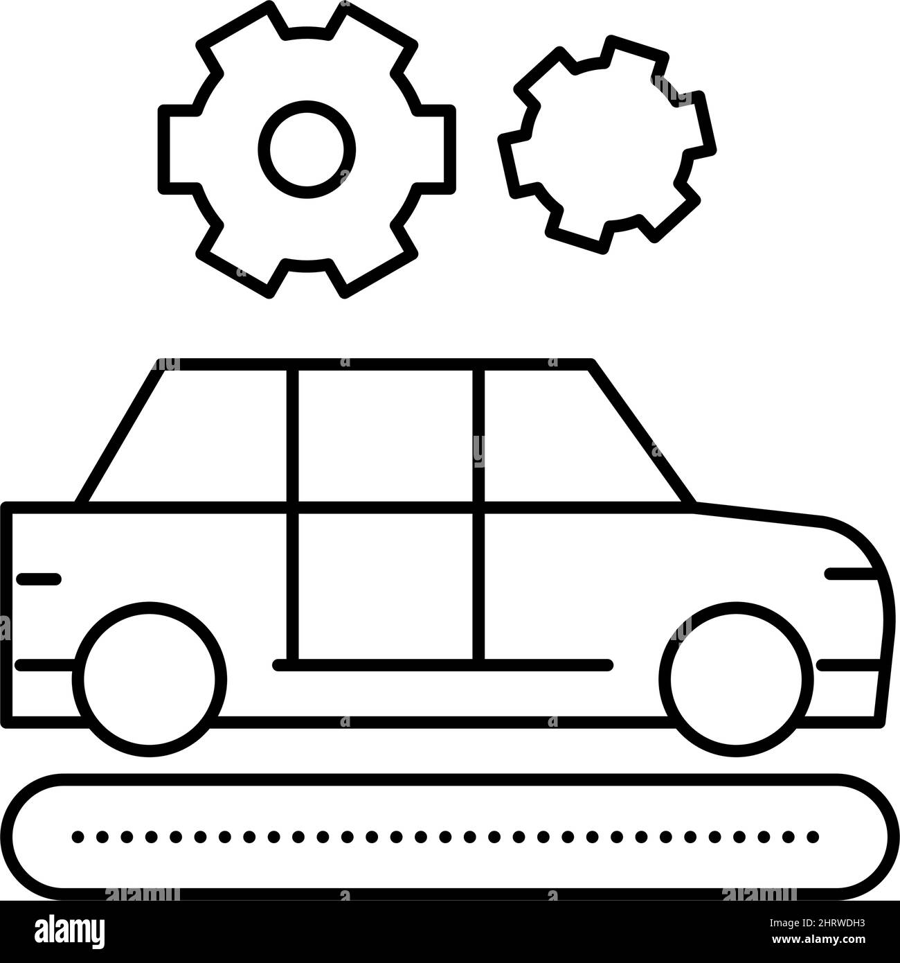 Abbildung des Symbols für die Linie der Fertigungswagen Stock Vektor