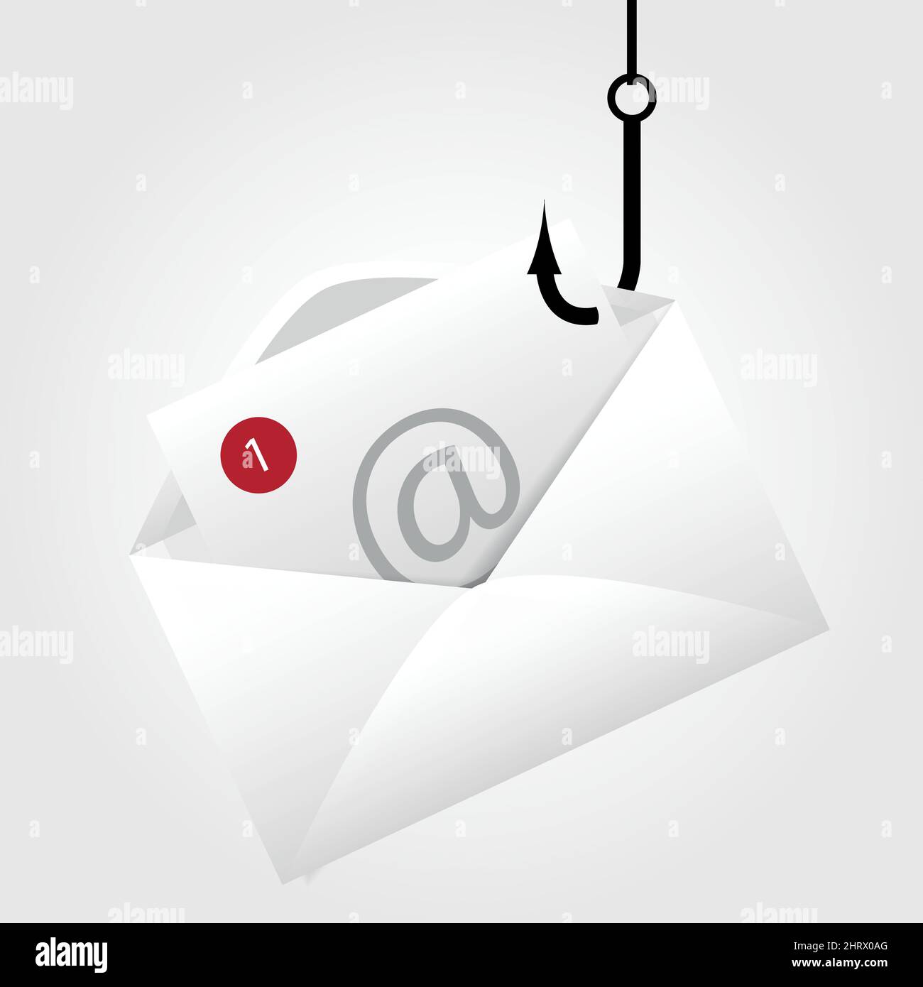Konzept des Phishing in E-Mail Haken Sie den Angelumschlag mit einer elektronischen Nachricht ein. Gefahr des Diebstahls vertraulicher und persönlicher Daten Stock Vektor