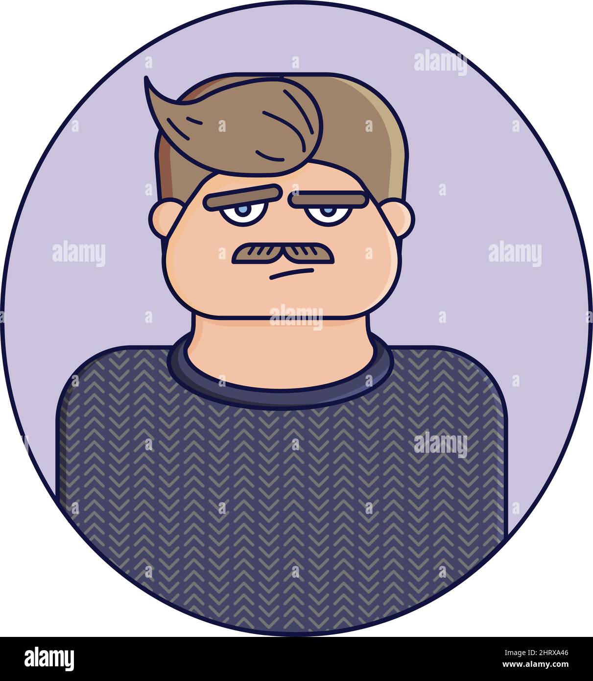 Schwerer Aufkleber für Büromann. Zeichentrickfigur Menschen arbeiten Stock Vektor