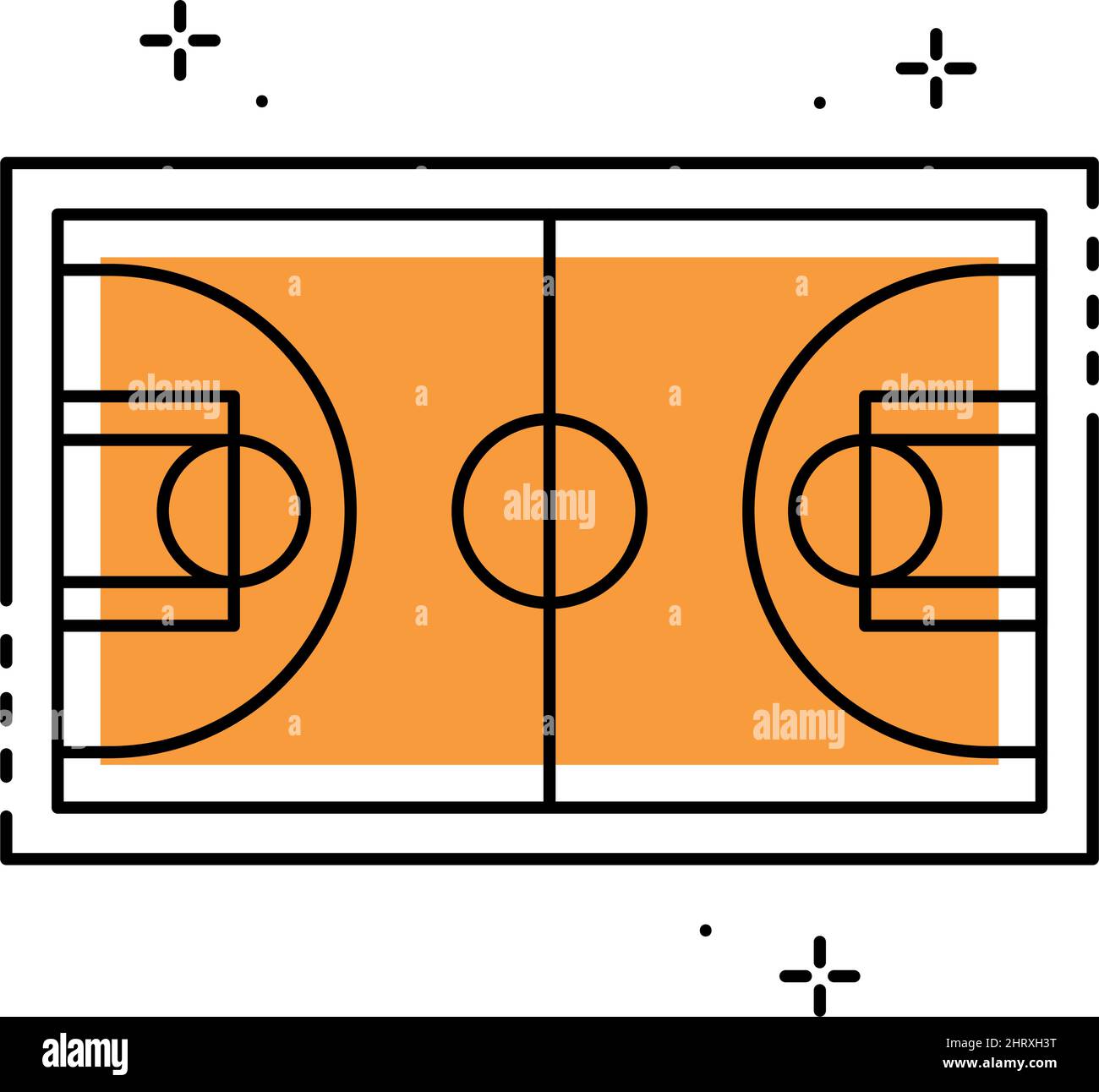 Isolierte Luftaufnahme eines Basketballfeld Symbol Vektor Stock Vektor