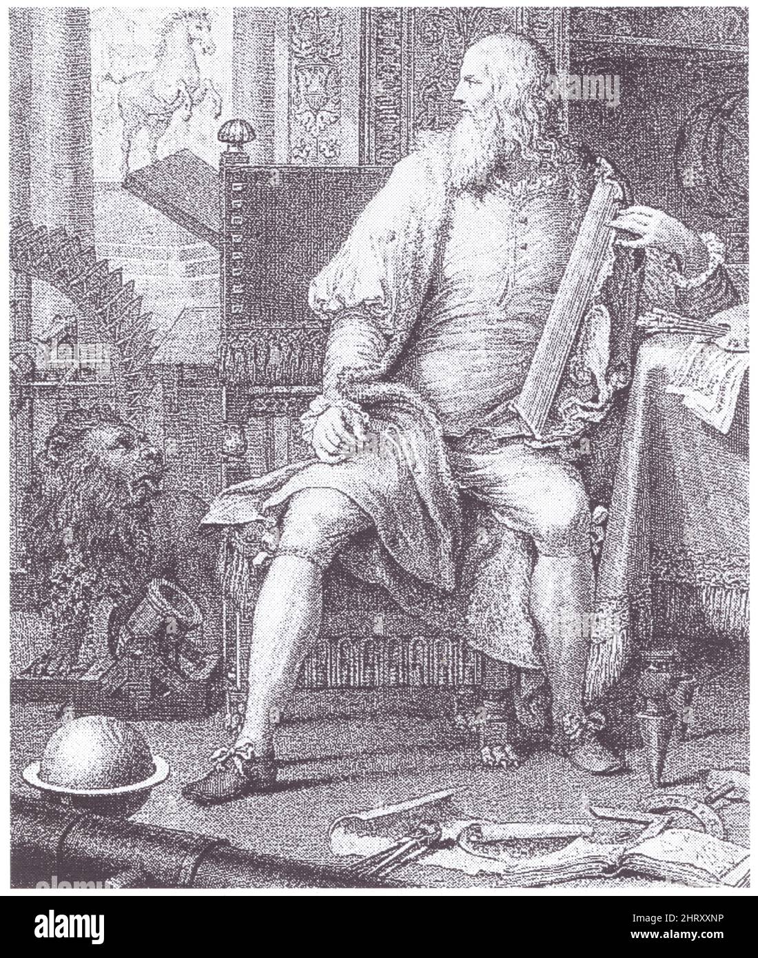 DOMENICO CUNEGO. LEONARDO IN SEINEM ATELIER IN MAILAND. 1782. ÄTZEN. 320 MM X 202 MM Stockfoto