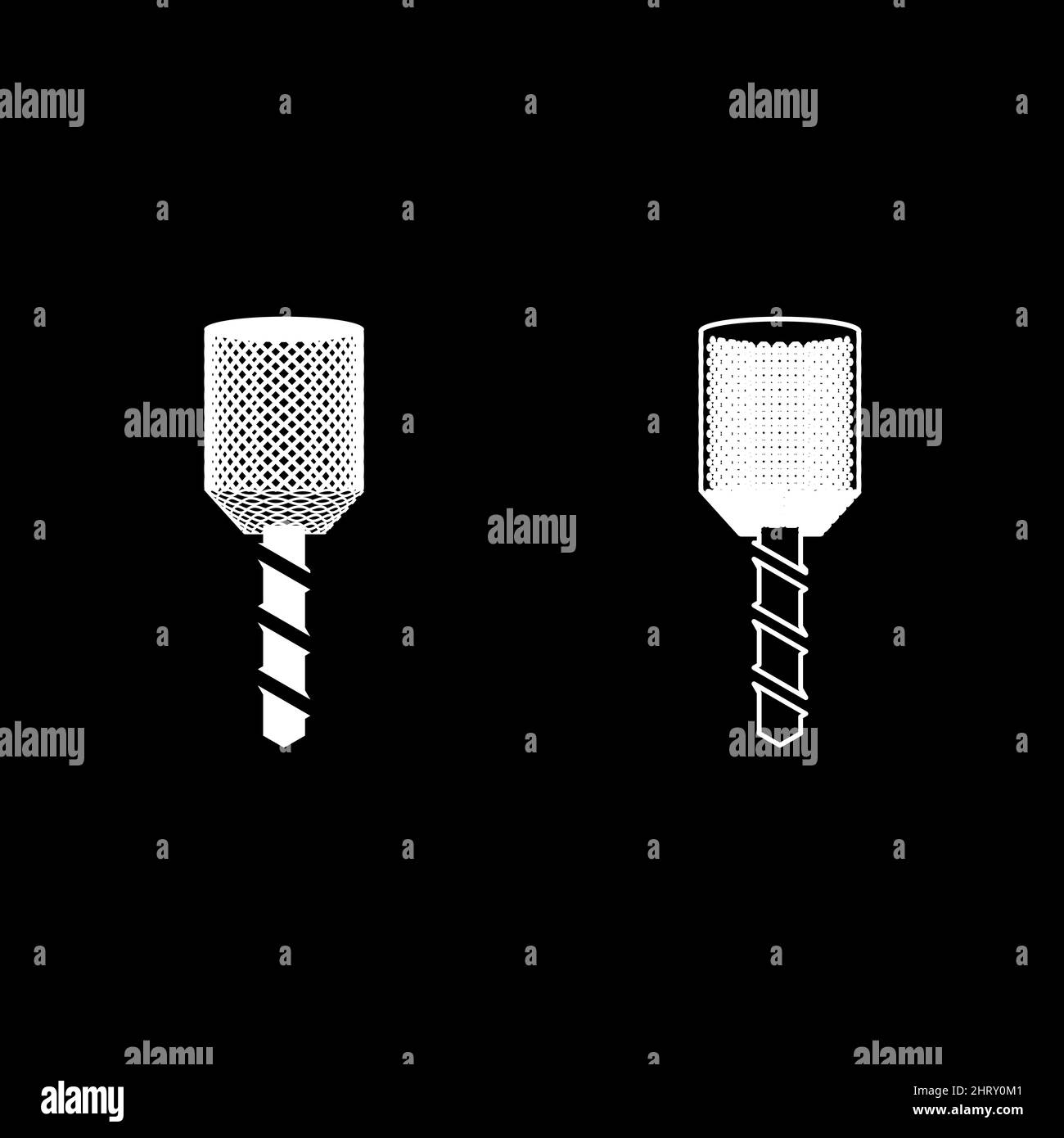 Bohrer Schnecke in Kopf Bohrwerkzeug Fräsmaschine Spindel CNC werkseitig eingestellt Symbol weiße Farbe Vektor Illustration Bild einfache solide Füllung Umriss Stock Vektor