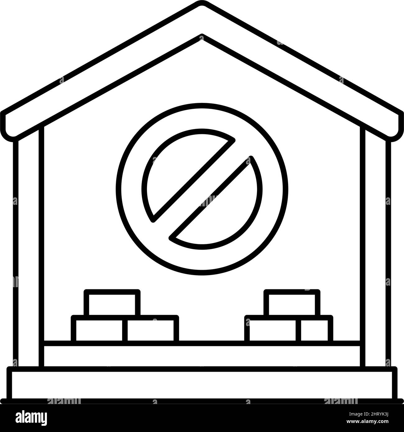 Innenhaus Abriss Linie Symbol Vektor Illustration Stock Vektor