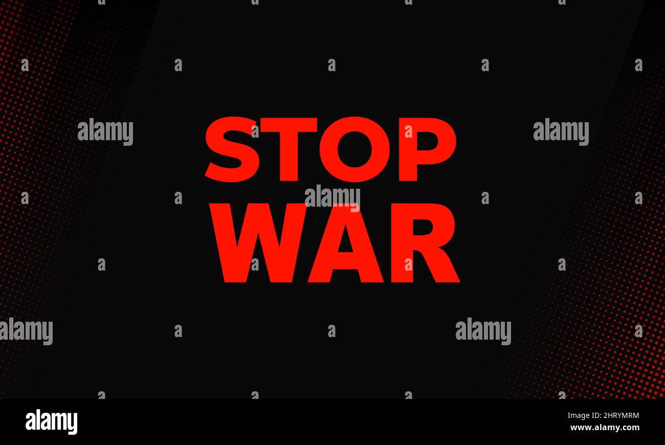 Stop war rote Symbole auf schwarzem Hintergrund mit rotem Halbton Stock Vektor
