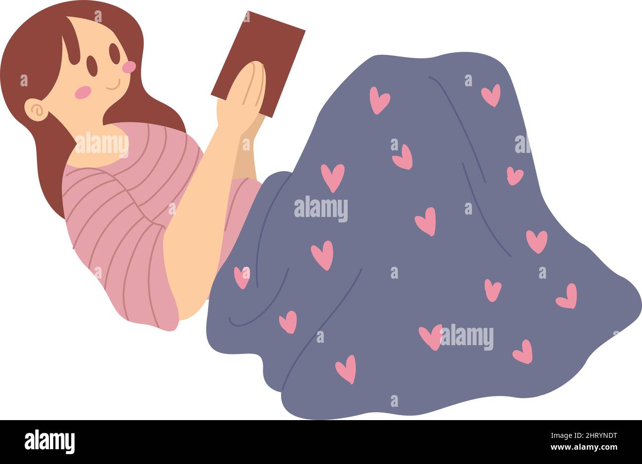 Entspannte warme Frau liest ein Buch Hygge Lifestyle Vector Stock Vektor