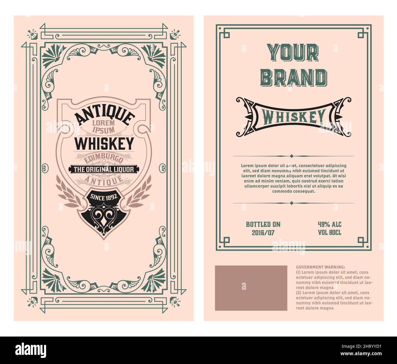 Whisky-Label mit alten Rahmen Stock Vektor