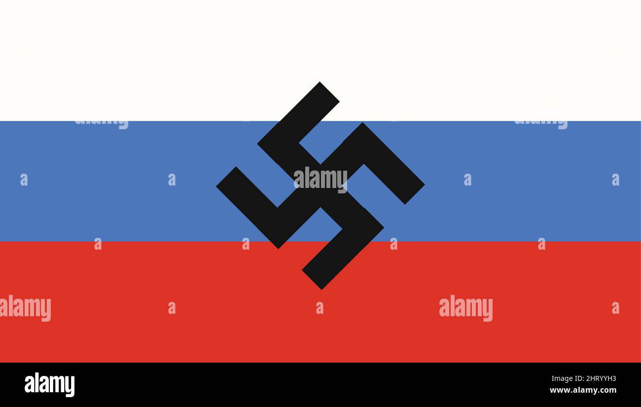 Hakenkreuz-Zeichen auf Illustrator mit russischer Flagge. Flaches Design. Vektorgrafik Stock Vektor
