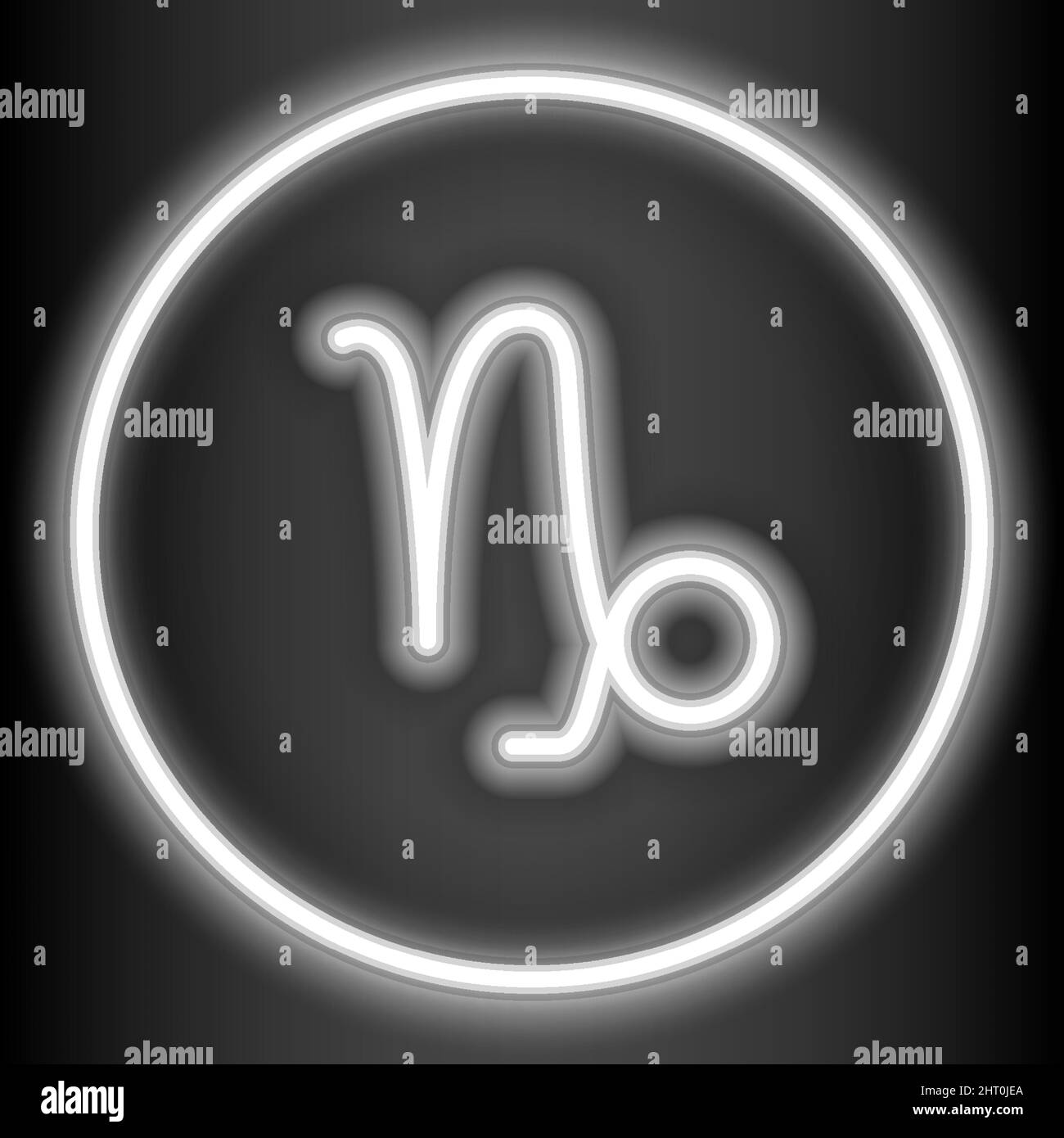 Steinbock ist eines der 12 Tierkreiszeichen und wird in einem grauen Neon-Stil dargestellt. Kann verwendet werden, um den Hintergrund oder Publikationen in einer Vielzahl zu verschönern Stock Vektor