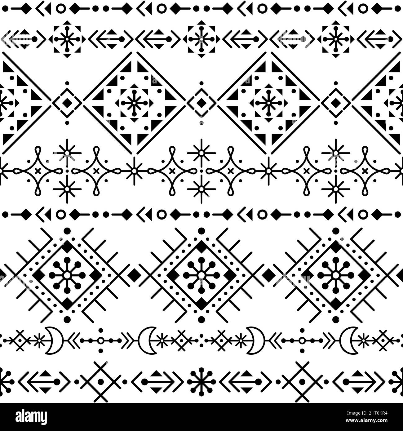 Tribal Line Vektor nahtloses Muster, geometrisches Design inspiriert von isländischer Runenkunst Stock Vektor