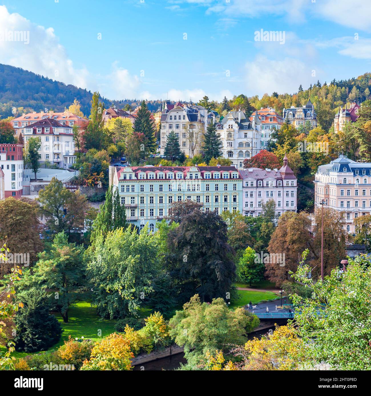 Kurstadt Karlovy Vary in der Tschechischen Republik Stockfoto