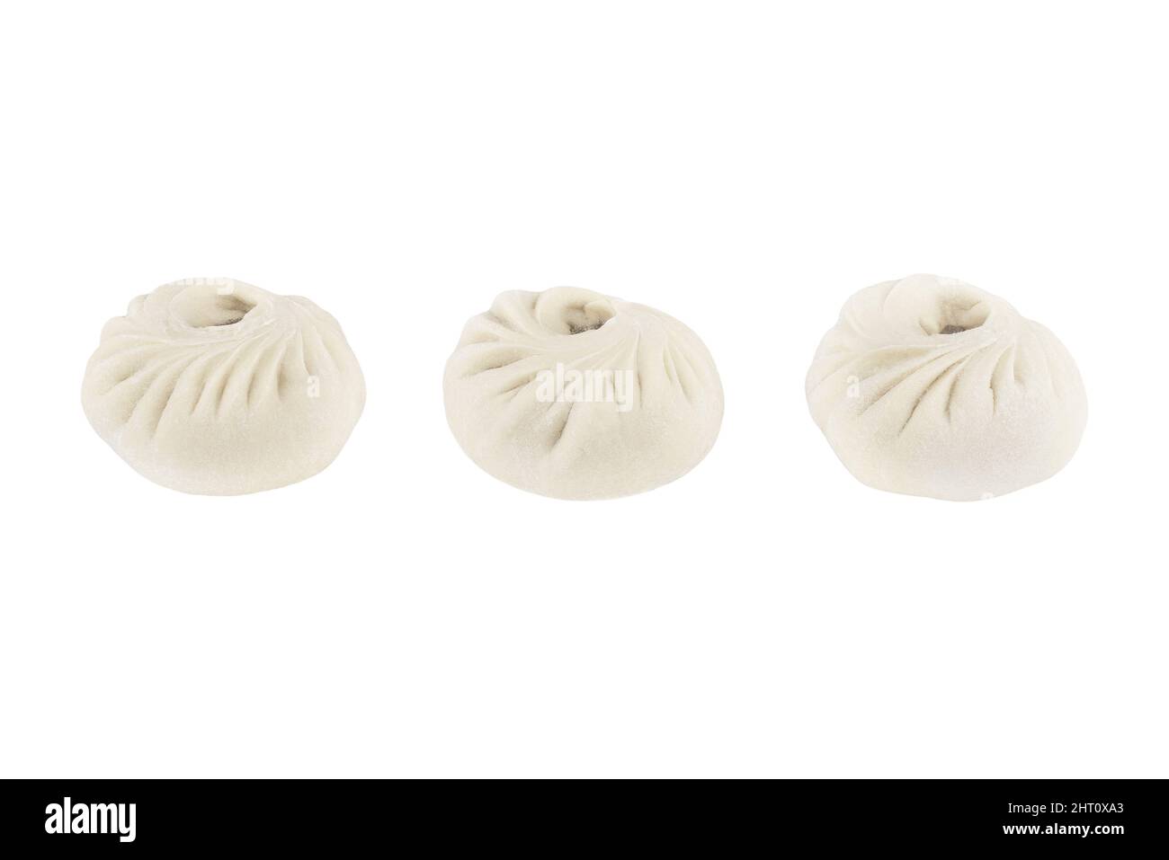 Leckeres Buryat oder mongolisches, chinesisches Buzz oder Baozi. Asiatische gedämpfte Lebensmittel aus Teigverbot und Fleisch Stockfoto
