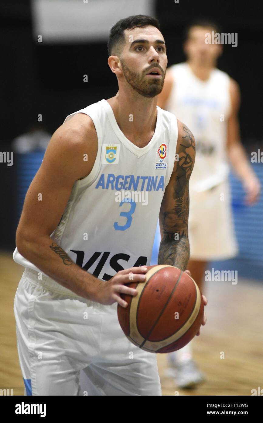 Luca Vildoza (Argentinien) gegen Venezuela. FIBA World Cup Qualifiers 2022 Stockfoto