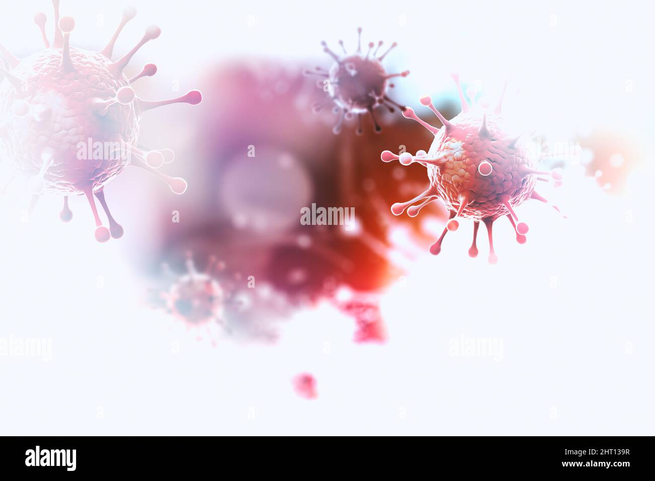 Das grafische Bild des COVID-19-Viruszellen- und -Genkonzepts wird als Hintergrundbild für Corona-Impfstoff, Epidemien-Prävention und Hygienemanagement usw. verwendet Stockfoto
