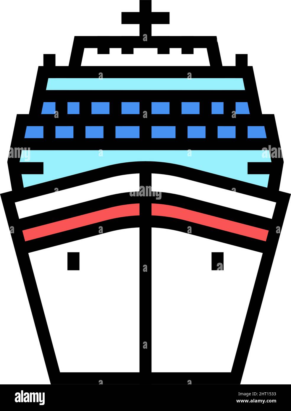 Kreuzfahrt-Schiff Liner Ozean Transport Farbe Symbol Vektor Illustration Stock Vektor