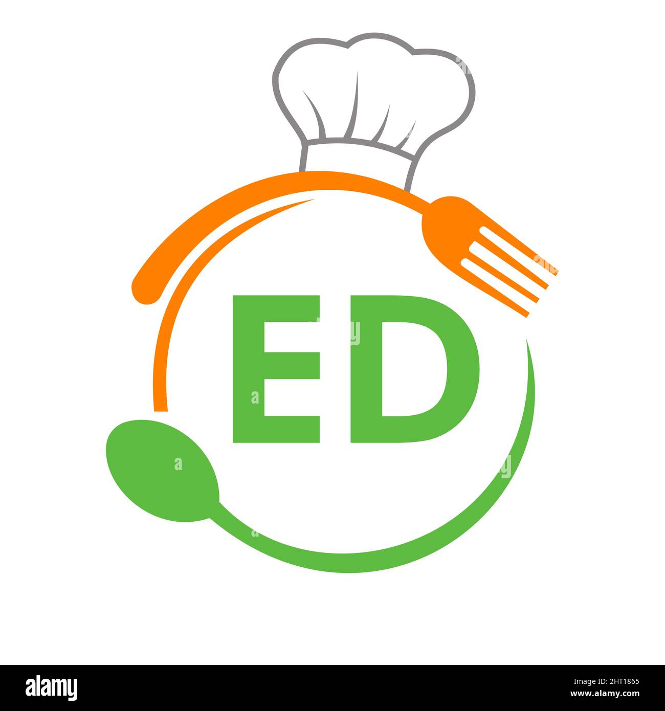 „Letter ED Restaurant“-Logo mit Kochlöffel und Fork-Vorlage. Restaurant Logo auf Brief ED Barbecue, Cafe Logo Vector Stock Vektor