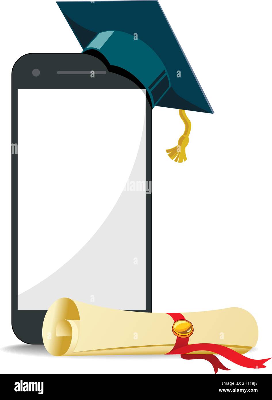 Digitale Fernschulungsarbeit. Application Learning weltweit am Telefon, auf der mobilen Website. Space Vector Hintergrund kopieren. Stock Vektor
