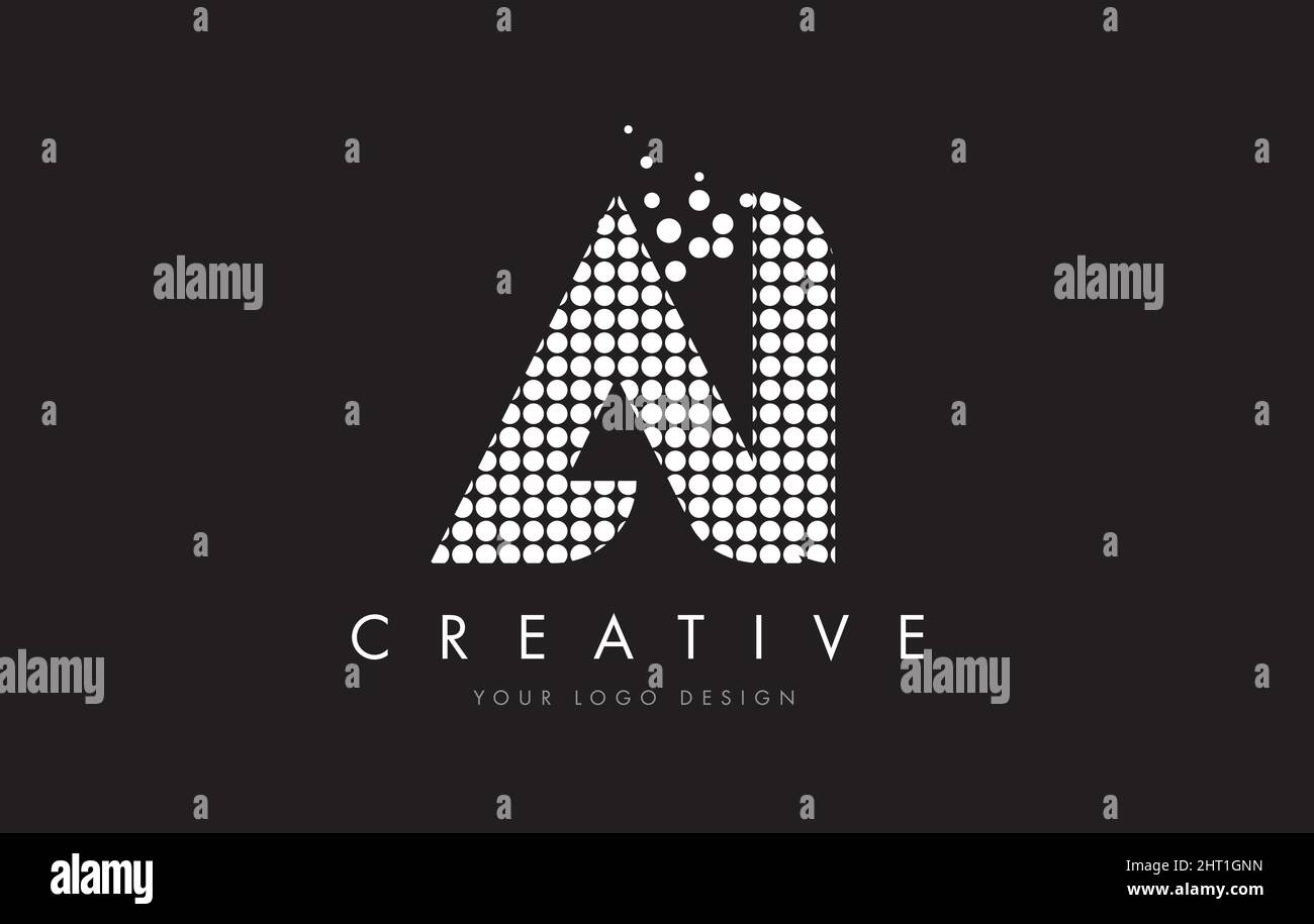 AI A I Dots Letter Logo Design mit weißen Bubble Circles und Swoosh Stock Vektor