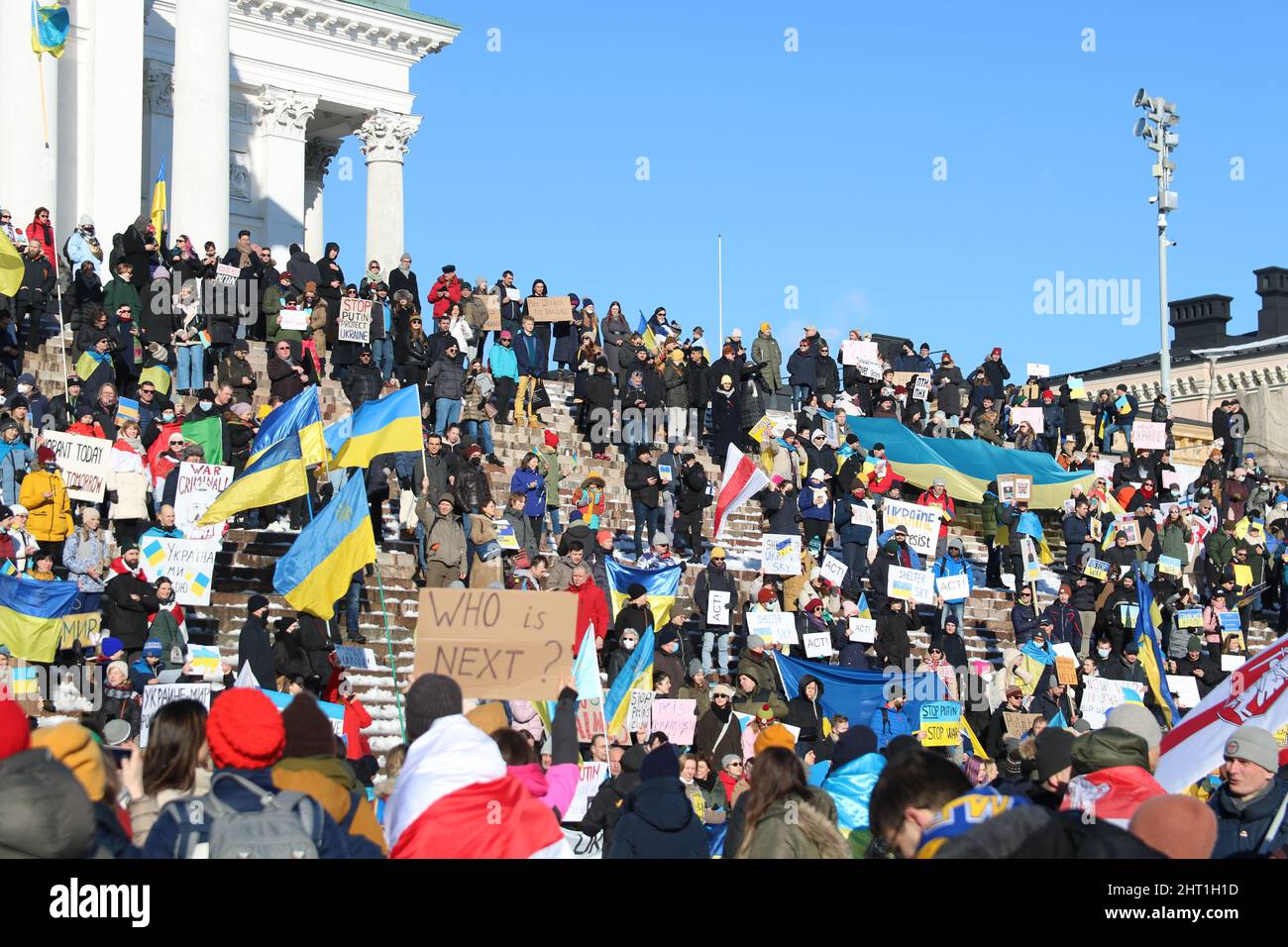 Demonstration gegen russischen Angriff auf die Ukraine. Stockfoto