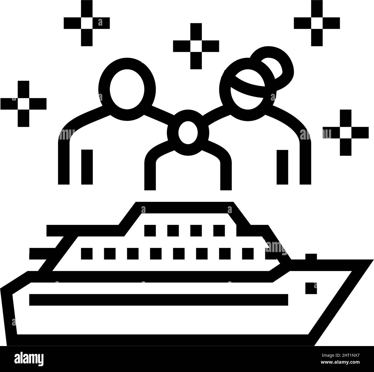 Vektorgrafik für Kreuzfahrtlinien-Symbole der Familie Stock Vektor