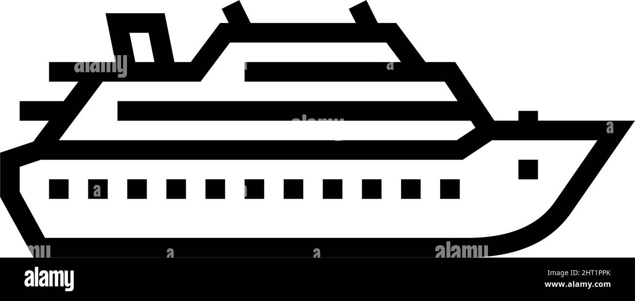 Vektorgrafik für Kreuzfahrtschiff-Liniensymbole Stock Vektor