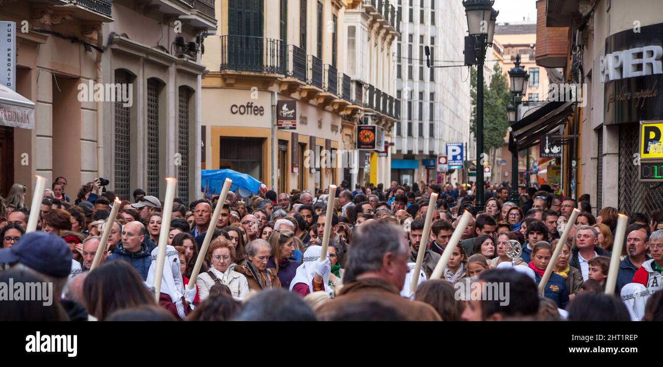 Karwoche Prozession der Gitanos Bruderschaft in Malaga Stockfoto