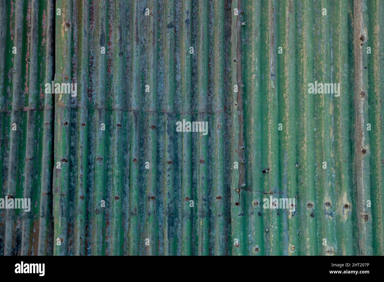 Nahaufnahme der Textur eines Wellblechs Stockfoto