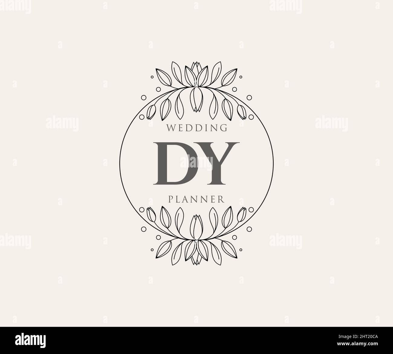 DY Initials Letter Hochzeit Monogram Logos Kollektion, handgezeichnete moderne minimalistische und florale Vorlagen für Einladungskarten, Save the Date, elegant Stock Vektor