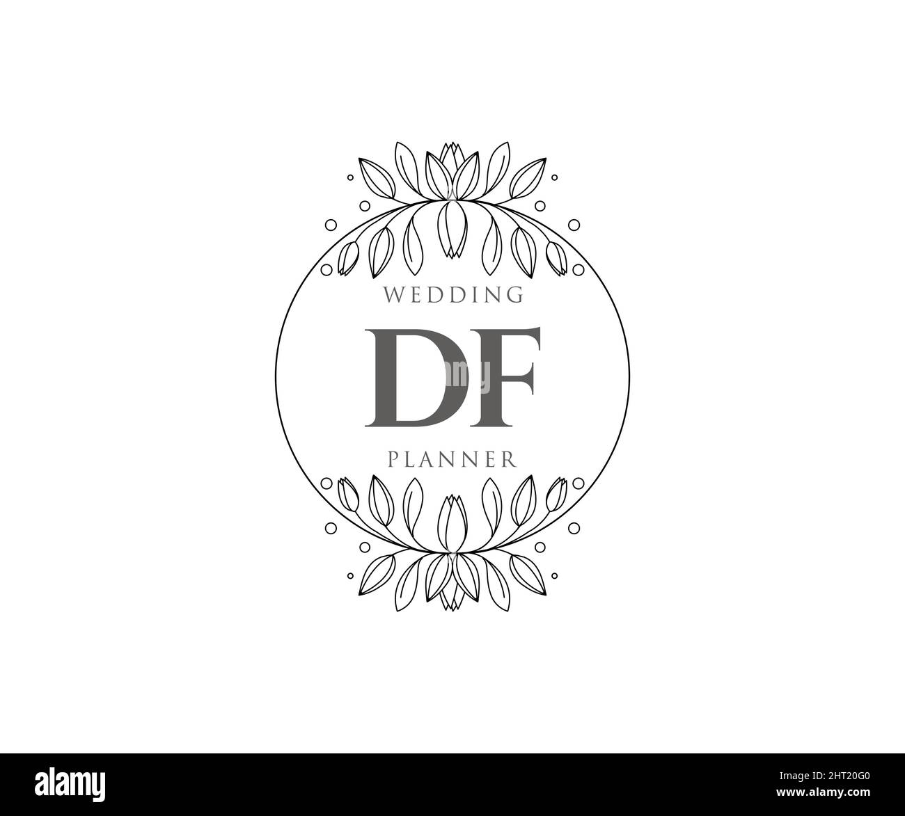 DF Initials Letter Hochzeit Monogram Logos Kollektion, handgezeichnete moderne minimalistische und florale Vorlagen für Einladungskarten, Save the Date, elegant Stock Vektor