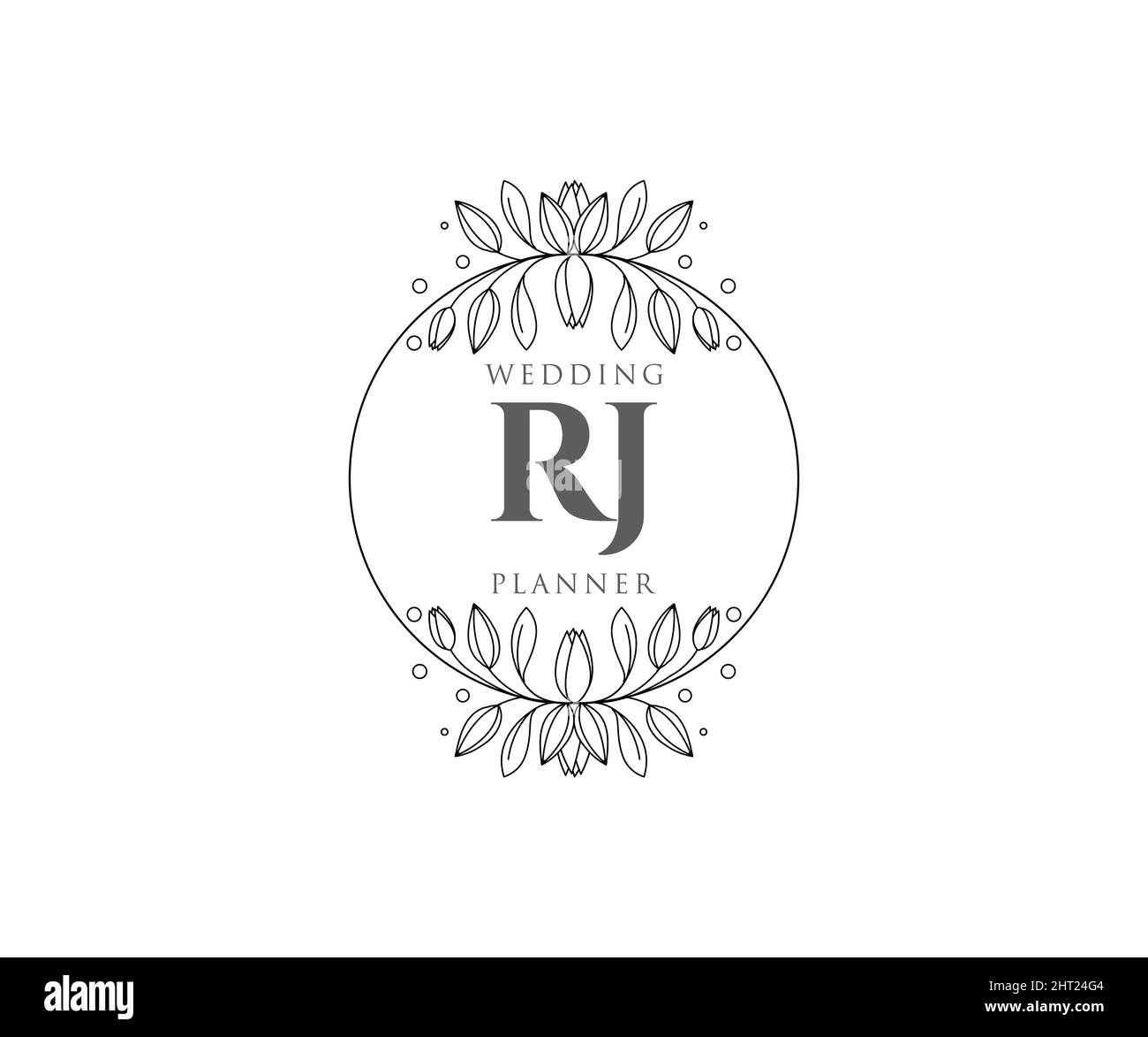 RJ Initials Letter Hochzeit Monogram Logos Kollektion, handgezeichnete moderne minimalistische und florale Vorlagen für Einladungskarten, Save the Date, elegant Stock Vektor