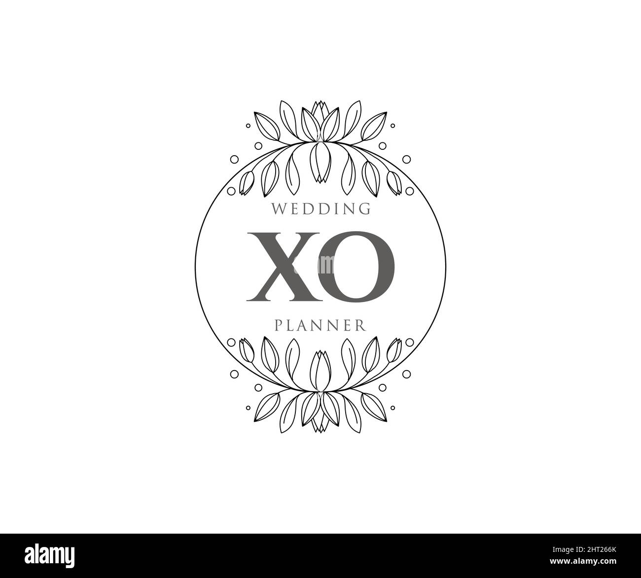 XO Initials Letter Hochzeit Monogram Logos Kollektion, handgezeichnete moderne minimalistische und florale Vorlagen für Einladungskarten, Save the Date, elegant Stock Vektor